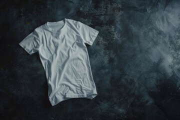 A crisp white t-shirt rests gracefully on a sleek black backdrop, embodying simplicity and sophistication