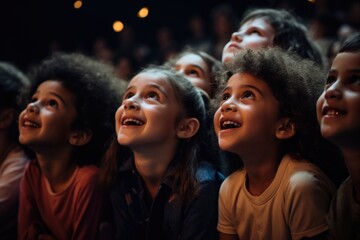 Little Theatergoers Fascinated by Live Performance - obrazy, fototapety, plakaty