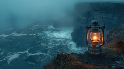 lanterns overlooking the turbulent sea
