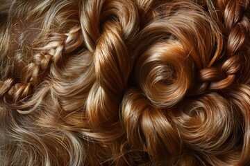 A close-up view of a hair style with voluminous waves, showcasing intricate details and elegance