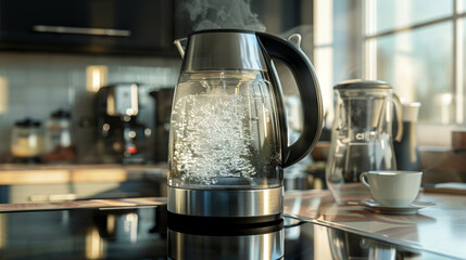 A photorealistic image boiling water on a kitchen.jpg - Powered by Adobe