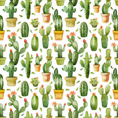 Potted Greenery: Watercolor Cactus Pot Pattern