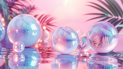 3d render gradient pastel background with floating circler backgrounds