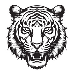 Tiger head growling sketch hand drawn in doodle style Vector illustration