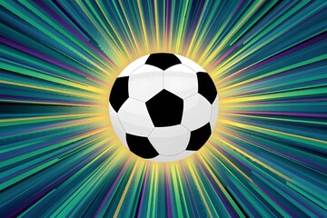 Vibrant poster featuring a pulsating motion of a soccer ball