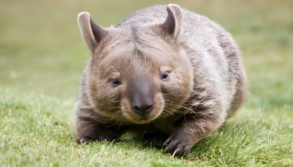 A Playful Wombat Rolling Down A Grassy Hill  2