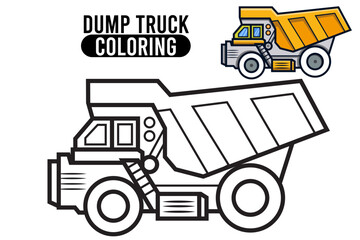 Coloring Page Outline Of cartoon dump truck. Professional transport. Coloring Book for kids. outline vector illustration isolated on white