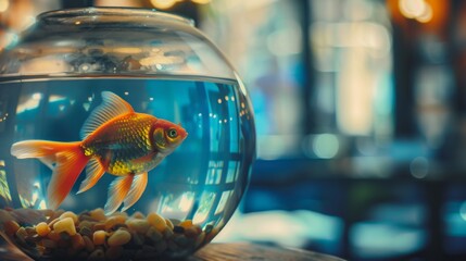 Aquarium with fish in cozy room interior. Background concept - obrazy, fototapety, plakaty