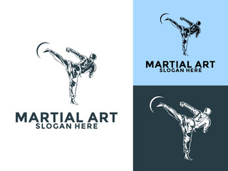 Martial Arts Character Logo Illustration. Martial Art Logo Vector Template