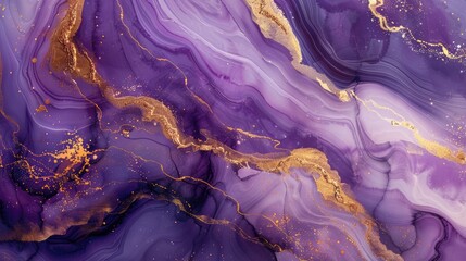 purple watercolor background with Golden shiny and Liquid marble texture