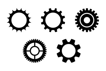 Black and white gears. Working mechanism vector
