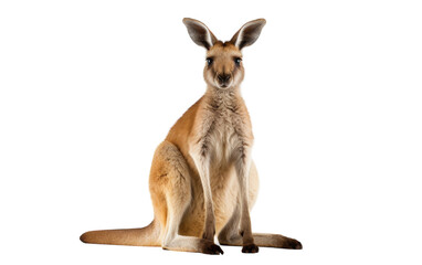 A kangaroo sitting down and making eye contact with the camera