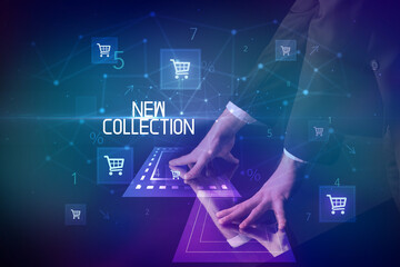 Online shopping concept with shopping cart icons