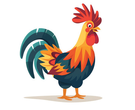 Cute cartoon rooster vector illustration on a white background