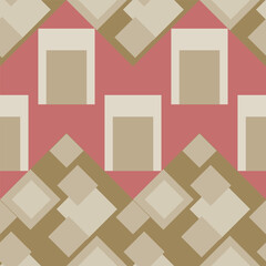Seamless graphic geometric vector pattern consisting of squares and diamonds with contrasting colors