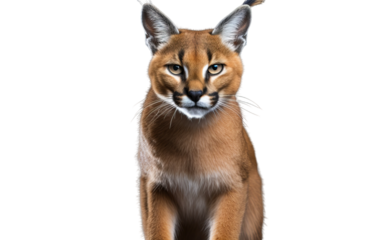 A caramel cat sitting down and gazing at the camera with a curious expression