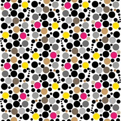 Seamless graphic vector pattern consisting of multi-colored circles in art deco style