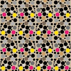 Seamless graphic vector pattern consisting of multi-colored circles in art deco style