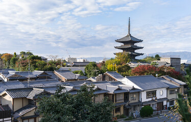 Kyoto skyline with view of Yasaka Pagoda, Kyoto, Japan - 772564435