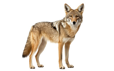 Fototapeta premium A majestic wolf standing proudly against a stark white background