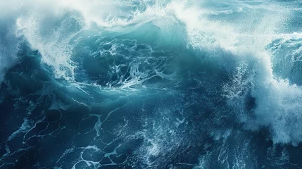 Poster Blue sea wave ocean outdoor landscape. AI generated image © atapdesain