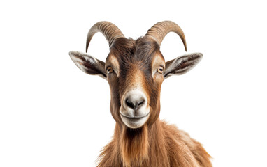 A close up of a goat exuding strength with its impressive long horns