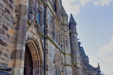 ragment of town hall buliding of town hal of rochdale - obrazy, fototapety, plakaty