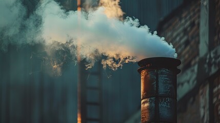 Smoke chimney air pollution environment problems. Background concept