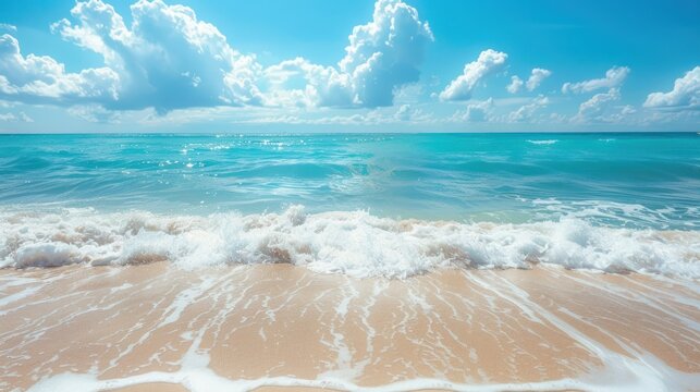 Beautiful tropical beach sea view at midday landscape. AI generated image