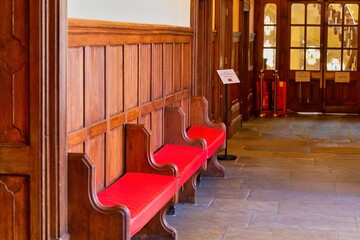 chairs in a row in the town hall of rochdale