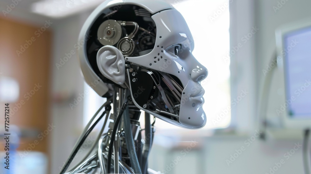 Poster Robot Head With Computer Monitor