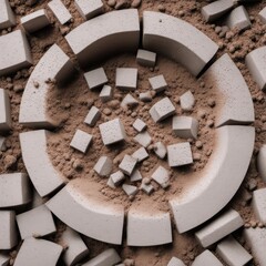 Abstract Circle of Bricks and Dirt Illustration: Urban Texture Artwork