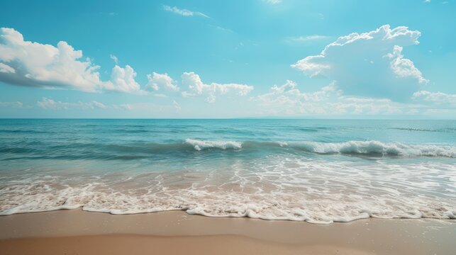 Beautiful tropical beach sea view at midday landscape. AI generated image
