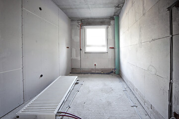 interior construction building site and electrical installation