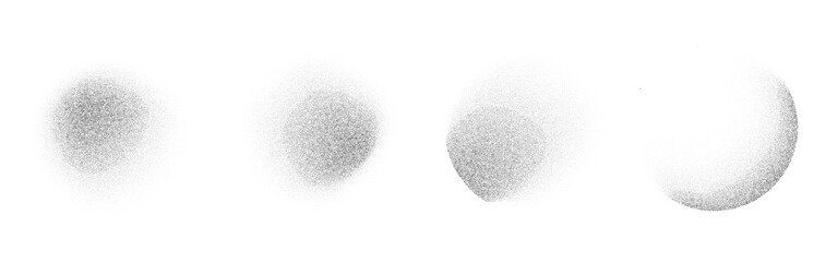 Spray gradient noise texture. Dotted rounds with grunge textured effect. Grainy blurred vector drips PNG