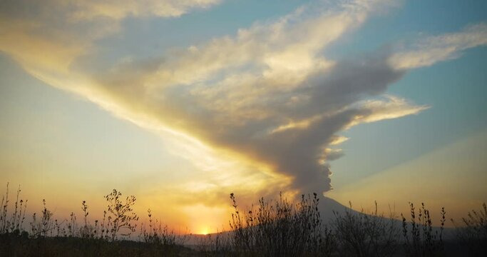 Popocatepetl at sunset from San Jeronimo Tecuanipan