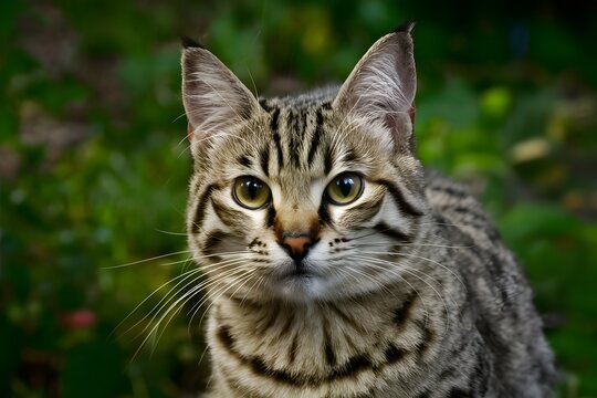 Photo Close up portrait captures undomesticated cats wild essence