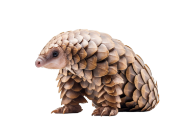 A small, mysterious animal captured in a moment of curiosity on a plain white backdrop