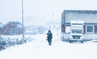 person walking in snow