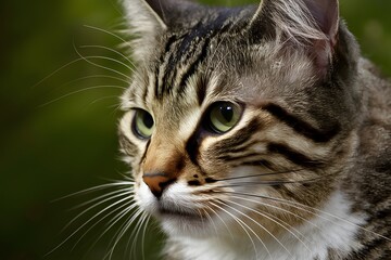 Scene Close up reveals the intricate details of a domestic cats face
