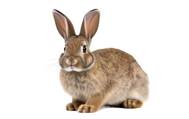 Brown rabbit sitting elegantly on a white floor