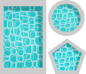 A vector set of pools. (Top view) A collection of pools of various shapes. A layout for an architectural project.