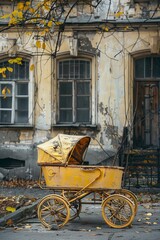 Yellow Baby Carriage by Blue Door