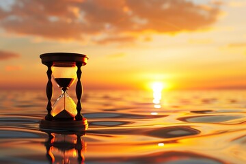 Hourglass Resting on Sandy Beach