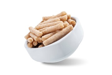 Rye stick chips in a bowl on a white isolated background - 772577091