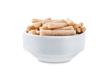 Rye stick chips in a bowl on a white isolated background - 772577098