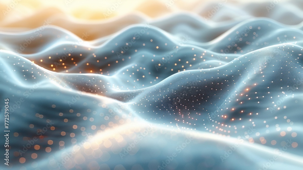 Poster dot white gray wave light technology texture background. abstract big data digital concept. 3d rende