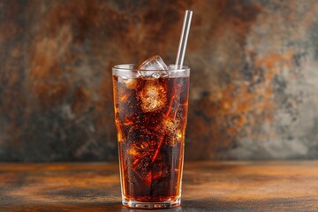 fresh cola served in a glass - obrazy, fototapety, plakaty