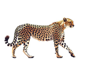 Cheetah walking, side view vector illustration on white background