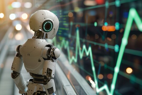 the robot looks at the graph on the display